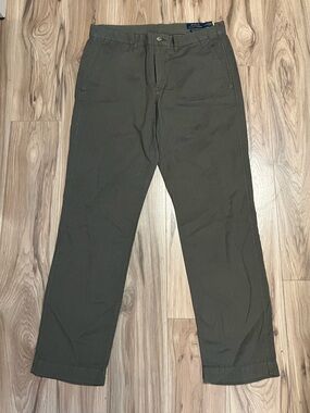 Polo Ralph Lauren Men's Olive Linen Straight Fit Khaki Chinos